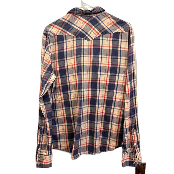 Salt Valley Western Blue Red Plaid Pearl Snap Western Shirt Top Mens Size Medium - Picture 6 of 10